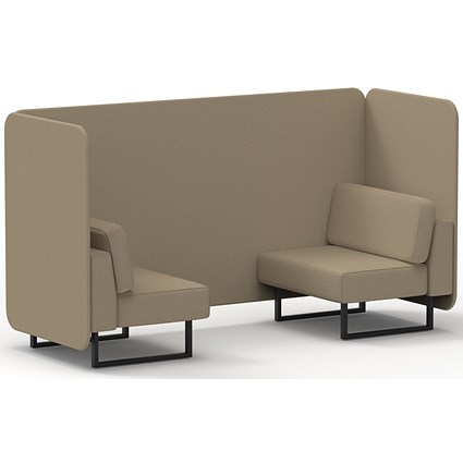 Brixworth 2 Seater Bench Booth, Black Legs, Main Line Flax Fabric, Upminster Panels And Sofa