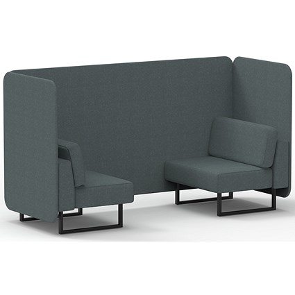 Brixworth 2 Seater Bench Booth, Black Legs, Main Line Flax Fabric, Westminster Panels And Sofa