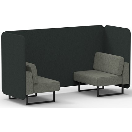 Brixworth 2 Seater Bench Booth, Black Legs, Rivet Fabric, Charcoal Panels And Vitreous Sofa
