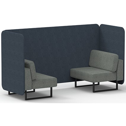 Brixworth 2 Seater Bench Booth, Black Legs, Rivet Fabric, Crucible Panels And Prime Sofa