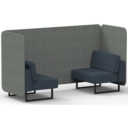 Brixworth 2 Seater Bench Booth, Black Legs, Rivet Fabric, Prime Panels And Crucible Sofa