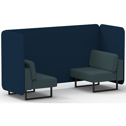 Brixworth 2 Seater Bench Booth, Black Legs, X2 Fabric, Calculus Panels And Polygon Sofa