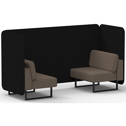 Brixworth 2 Seater Bench Booth, Black Legs, X2 Fabric, Diameter Panels And Theory Sofa
