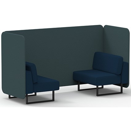 Brixworth 2 Seater Bench Booth, Black Legs, X2 Fabric, Polygon Panels And Calculus Sofa