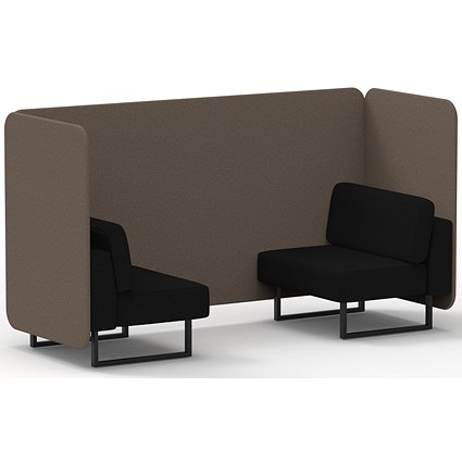 Brixworth 2 Seater Bench Booth, Black Legs, X2 Fabric, Theory Panels And Diameter Sofa