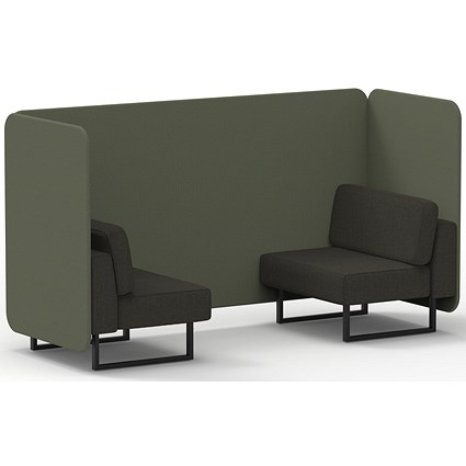 Brixworth 2 Seater Bench Booth, Black Legs, Main Line Flax Fabric, Monument Panels And Temple Sofa