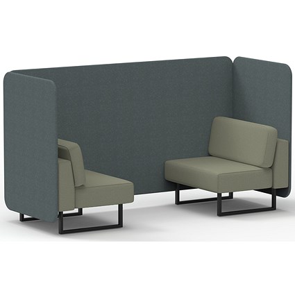 Brixworth 2 Seater Bench Booth, Black Legs, Main Line Flax Fabric, Westminster Panels And Newbury Sofa