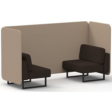 Brixworth 2 Seater Bench Booth, Black Legs, Synergy Fabric, Affix Panels And Wed Sofa