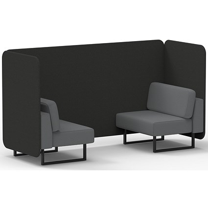Brixworth 2 Seater Bench Booth, Black Legs, Synergy Fabric, Mix Panels And Partner Sofa