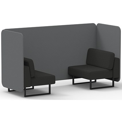 Brixworth 2 Seater Bench Booth, Black Legs, Synergy Fabric, Partner Panels And Mix Sofa