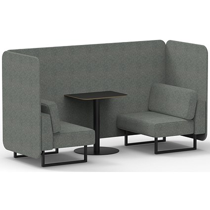 Brixworth 2 Seater Bench Booth With Table, Black Legs, Black Table, Rivet Fabric, Prime Panels And Sofa