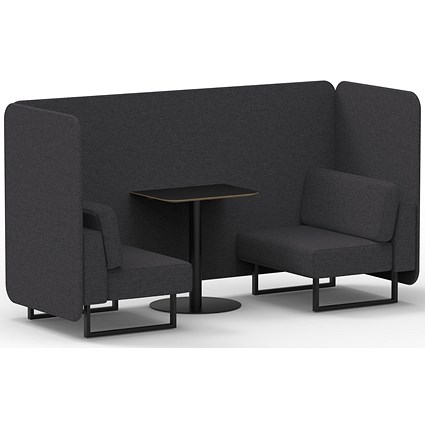 Brixworth 2 Seater Bench Booth With Table, Black Legs, Black Table, X2 Fabric, Arithmetic Panels And Sofa