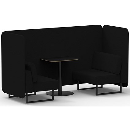 Brixworth 2 Seater Bench Booth With Table, Black Legs, Black Table, X2 Fabric, Diameter Panels And Sofa