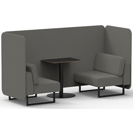 Brixworth 2 Seater Bench Booth With Table, Black Legs, Black Table, X2 Fabric, Number Panels And Sofa