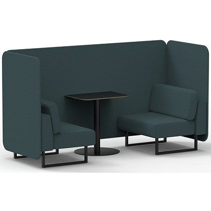 Brixworth 2 Seater Bench Booth With Table, Black Legs, Black Table, X2 Fabric, Polygon Panels And Sofa