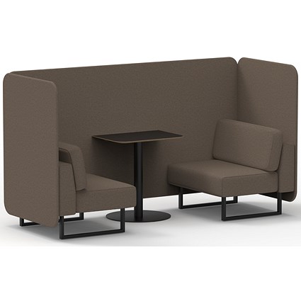 Brixworth 2 Seater Bench Booth With Table, Black Legs, Black Table, X2 Fabric, Theory Panels And Sofa