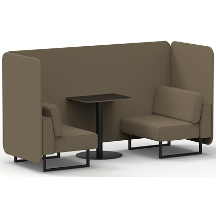 Brixworth 2 Seater Bench Booth With Table, Black Legs, Black Table, Main Line Flax Fabric, Bank Panels And Sofa