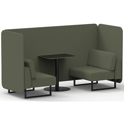 Brixworth 2 Seater Bench Booth With Table, Black Legs, Black Table, Main Line Flax Fabric, Monument Panels And Sofa