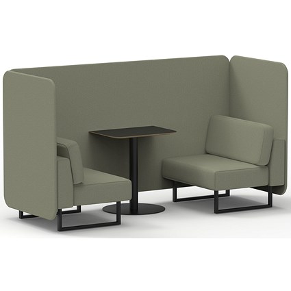 Brixworth 2 Seater Bench Booth With Table, Black Legs, Black Table, Main Line Flax Fabric, Newbury Panels And Sofa
