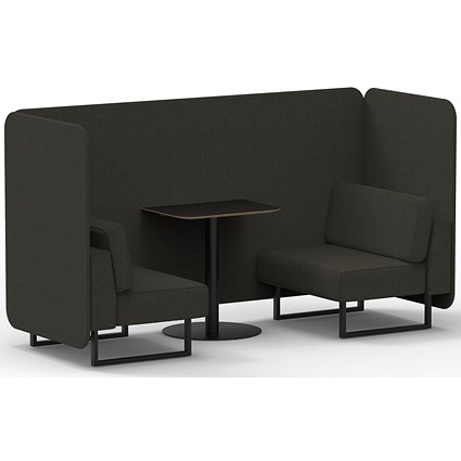 Brixworth 2 Seater Bench Booth With Table, Black Legs, Black Table, Main Line Flax Fabric, Temple Panels And Sofa
