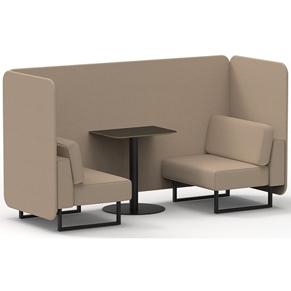 Brixworth 2 Seater Bench Booth With Table, Black Legs, Black Table, Synergy Fabric, Affix Panels And Sofa
