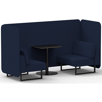 Brixworth 2 Seater Bench Booth With Table, Black Legs, Black Table, Synergy Fabric, Alike Panels And Sofa