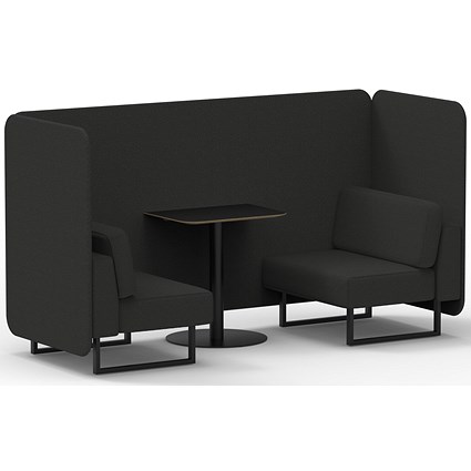 Brixworth 2 Seater Bench Booth With Table, Black Legs, Black Table, Synergy Fabric, Mix Panels And Sofa