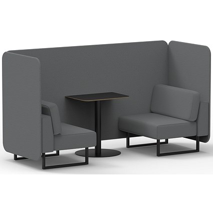 Brixworth 2 Seater Bench Booth With Table, Black Legs, Black Table, Synergy Fabric, Partner Panels And Sofa