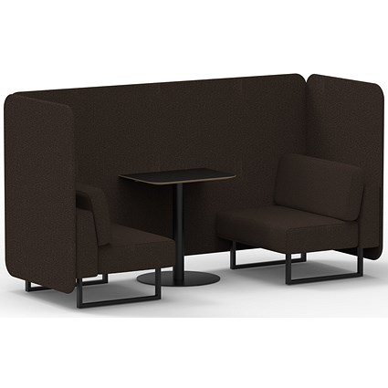Brixworth 2 Seater Bench Booth With Table, Black Legs, Black Table, Synergy Fabric, Wed Panels And Sofa