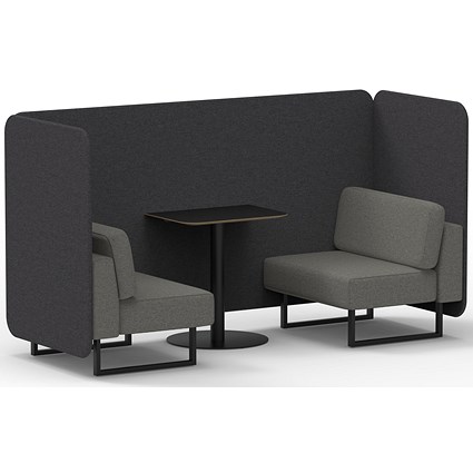 Brixworth 2 Seater Bench Booth With Table, Black Legs, Black Table, X2 Fabric, Arithmetic Panels And Number Sofa