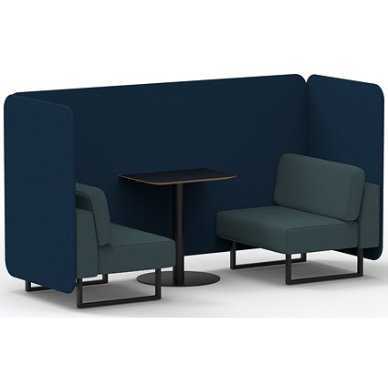 Brixworth 2 Seater Bench Booth With Table, Black Legs, Black Table, X2 Fabric, Calculus Panels And Polygon Sofa