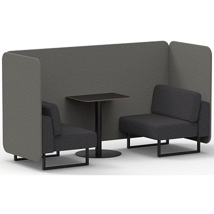 Brixworth 2 Seater Bench Booth With Table, Black Legs, Black Table, X2 Fabric, Number Panels And Arithmetic Sofa