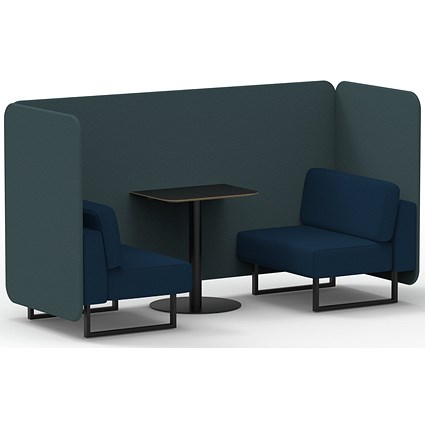 Brixworth 2 Seater Bench Booth With Table, Black Legs, Black Table, X2 Fabric, Polygon Panels And Calculus Sofa
