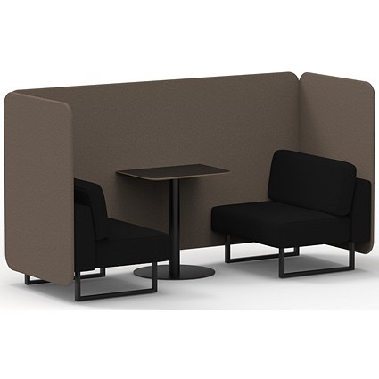 Brixworth 2 Seater Bench Booth With Table, Black Legs, Black Table, X2 Fabric, Theory Panels And Diameter Sofa