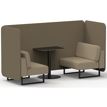 Brixworth 2 Seater Bench Booth With Table, Black Legs, Black Table, Main Line Flax Fabric, Bank Panels And Upminster Sofa