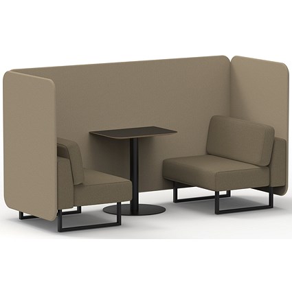 Brixworth 2 Seater Bench Booth With Table, Black Legs, Black Table, Main Line Flax Fabric, Upminster Panels And Bank Sofa