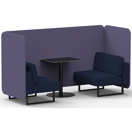 Brixworth 2 Seater Bench Booth With Table, Black Legs, Black Table, Synergy Fabric, Order Panels And Alike Sofa