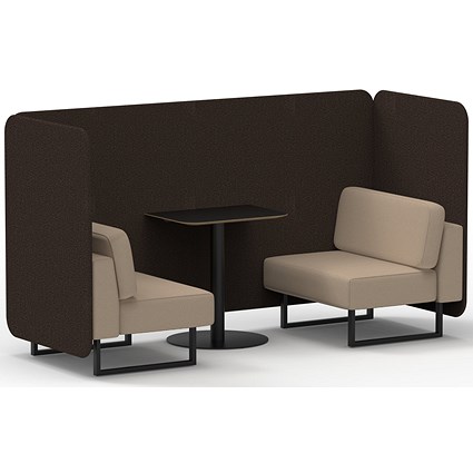 Brixworth 2 Seater Bench Booth With Table, Black Legs, Black Table, Synergy Fabric, Wed Panels And Affix Sofa
