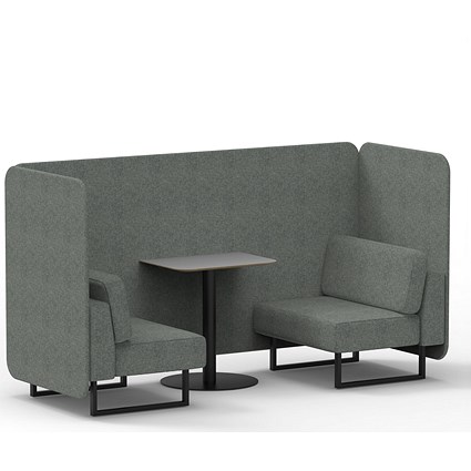 Brixworth 2 Seater Bench Booth With Table, Black Legs, Grey Table With Black Leg, Rivet Fabric, Prime Panels And Sofa