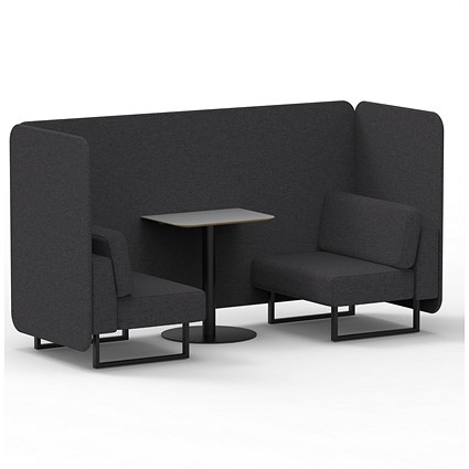 Brixworth 2 Seater Bench Booth With Table, Black Legs, Grey Table With Black Leg, X2 Fabric, Arithmetic Panels And Sofa
