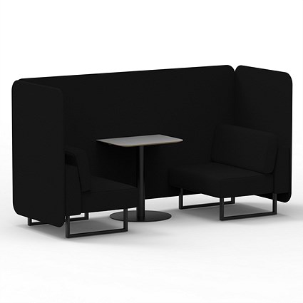 Brixworth 2 Seater Bench Booth With Table, Black Legs, Grey Table With Black Leg, X2 Fabric, Diameter Panels And Sofa