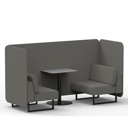 Brixworth 2 Seater Bench Booth With Table, Black Legs, Grey Table With Black Leg, X2 Fabric, Number Panels And Sofa