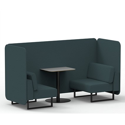 Brixworth 2 Seater Bench Booth With Table, Black Legs, Grey Table With Black Leg, X2 Fabric, Polygon Panels And Sofa