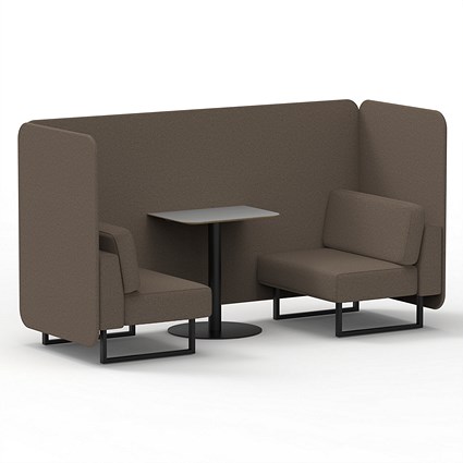 Brixworth 2 Seater Bench Booth With Table, Black Legs, Grey Table With Black Leg, X2 Fabric, Theory Panels And Sofa