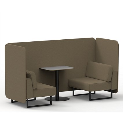 Brixworth 2 Seater Bench Booth With Table, Black Legs, Grey Table With Black Leg, Main Line Flax Fabric, Bank Panels And Sofa