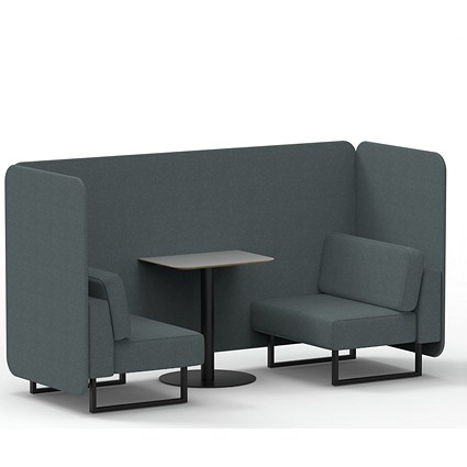 Brixworth 2 Seater Bench Booth With Table, Black Legs, Grey Table With Black Leg, Main Line Flax Fabric, Westminster Panels And Sofa