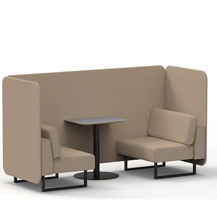 Brixworth 2 Seater Bench Booth With Table, Black Legs, Grey Table With Black Leg, Synergy Fabric, Affix Panels And Sofa