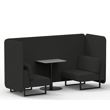 Brixworth 2 Seater Bench Booth With Table, Black Legs, Grey Table With Black Leg, Synergy Fabric, Mix Panels And Sofa