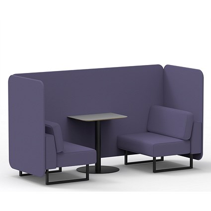 Brixworth 2 Seater Bench Booth With Table, Black Legs, Grey Table With Black Leg, Synergy Fabric, Order Panels And Sofa