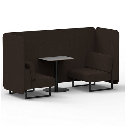 Brixworth 2 Seater Bench Booth With Table, Black Legs, Grey Table With Black Leg, Synergy Fabric, Wed Panels And Sofa